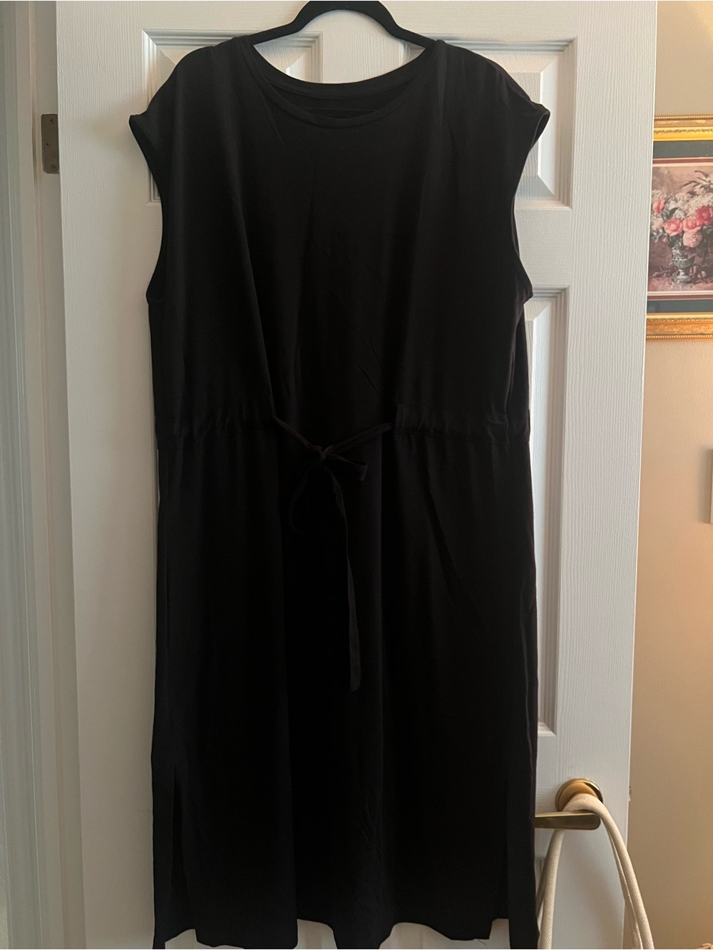 Sonoma Black Sleeveless Tie-Waist Midi Dress